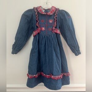 Vintage Osh Kosh Apple Denim Dress First Day Of School Back To School Size 5